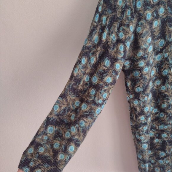 Talbots Cashmere Peacock Feather Print Sweater XS S Super Soft Pullover - Picture 5 of 9